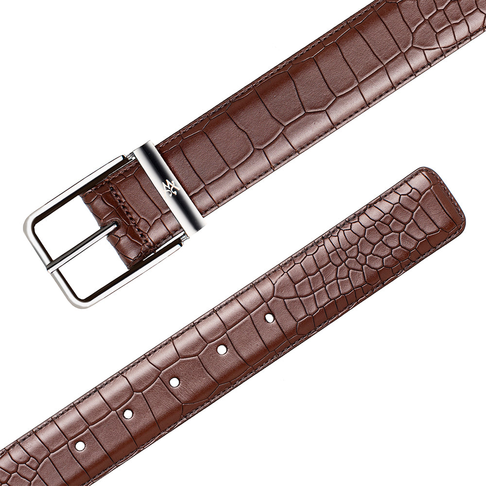 Signature Embossed-Croc Calfskin Belt