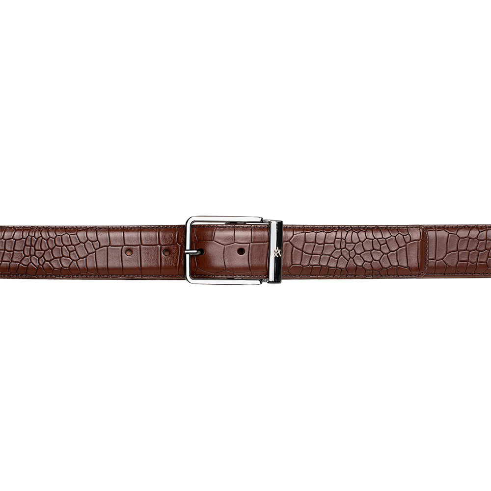 Signature Embossed-Croc Calfskin Belt