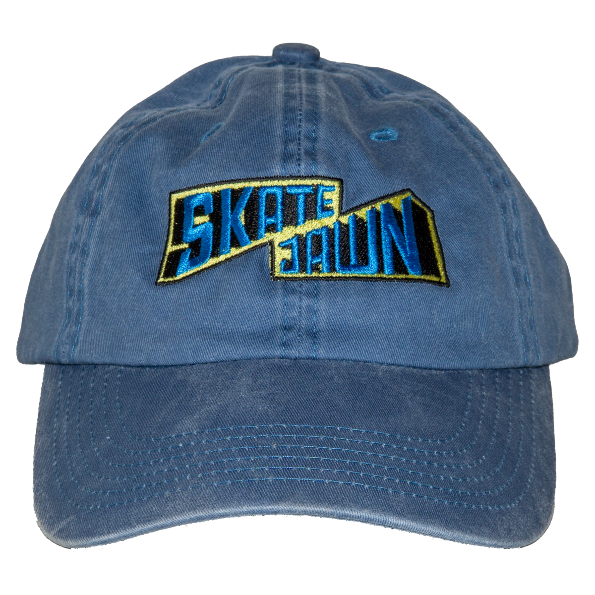 Skate Jawn Block Letter 6 Panel Hat Blue