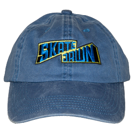 Skate Jawn Block Letter 6 Panel Hat Blue