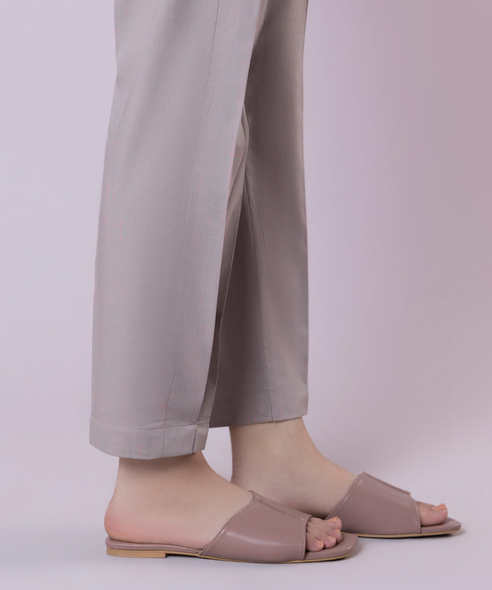 Solid Cotton Cigarette Pants