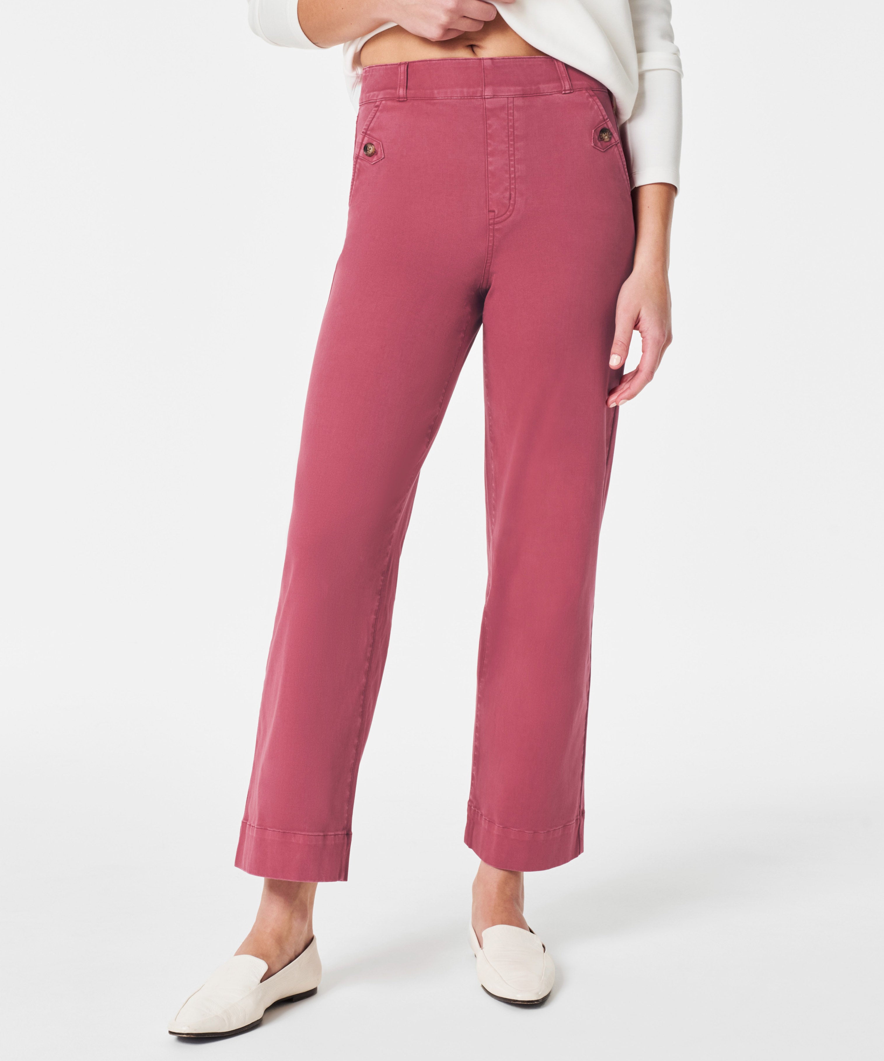 Spanx Stretch Twill Cropped Wide Leg Pants - Wild Rose