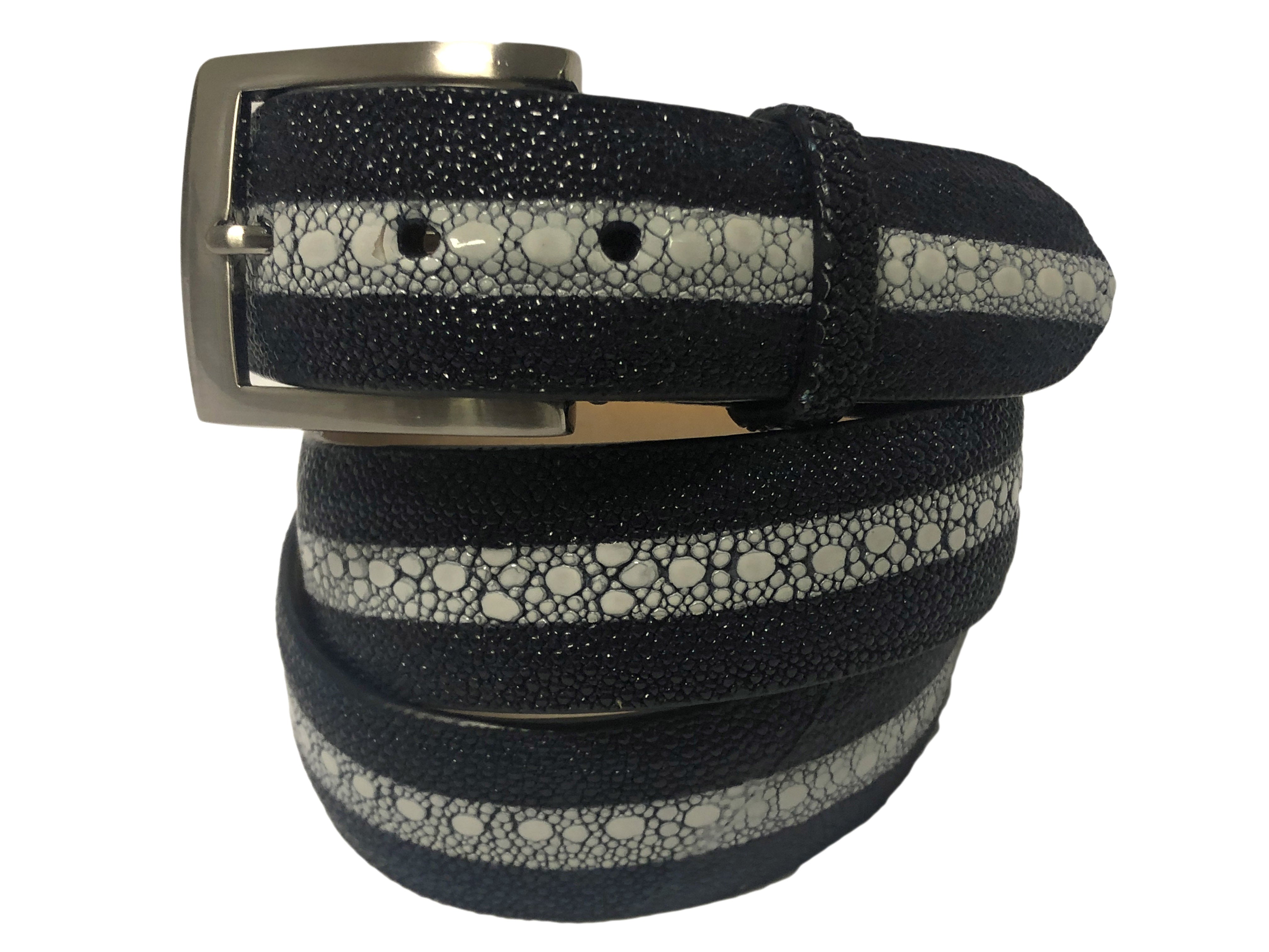 Stingray Skin Belt White/Brown