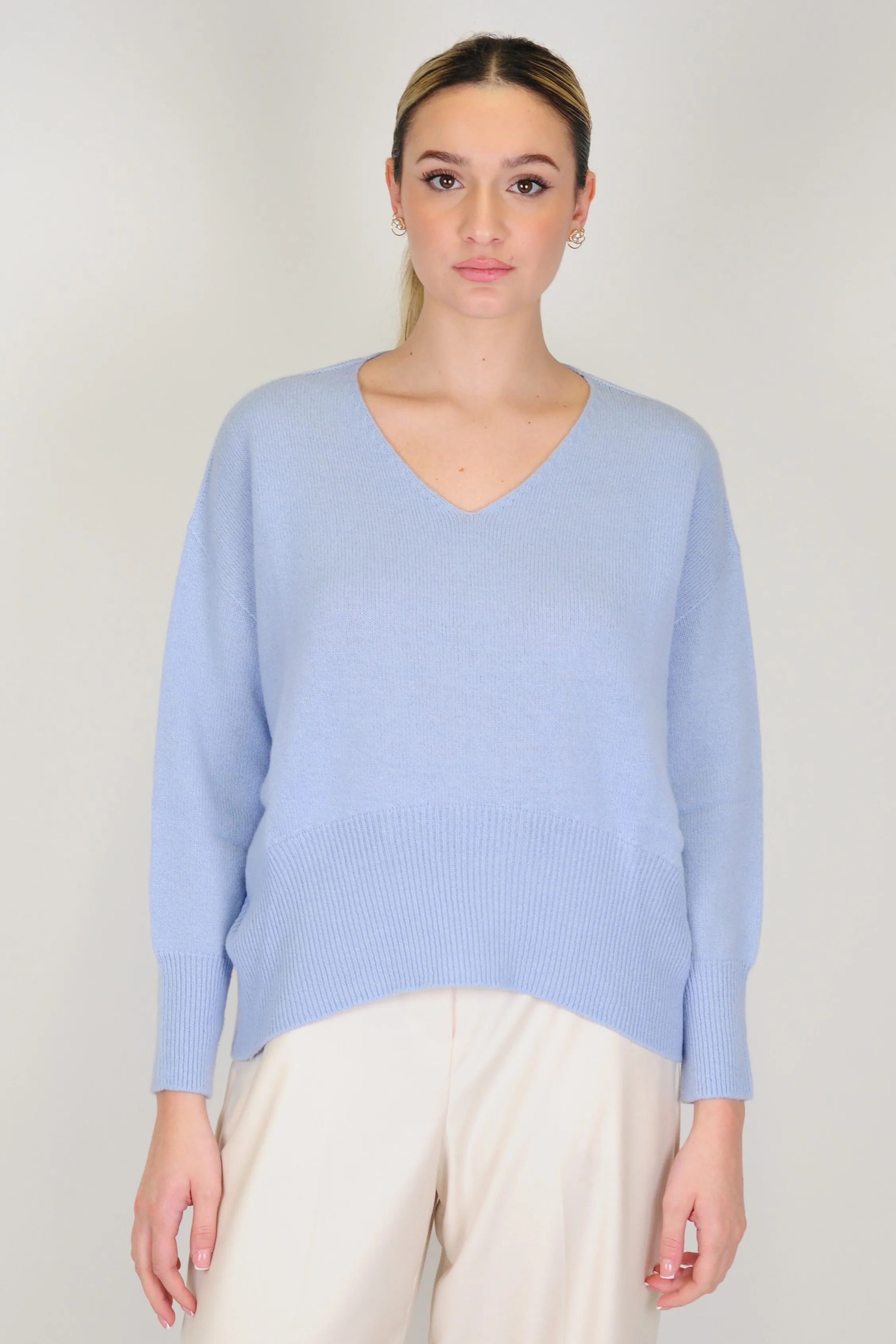 Tensione in - Maglia con scollo a v in misto cashmere