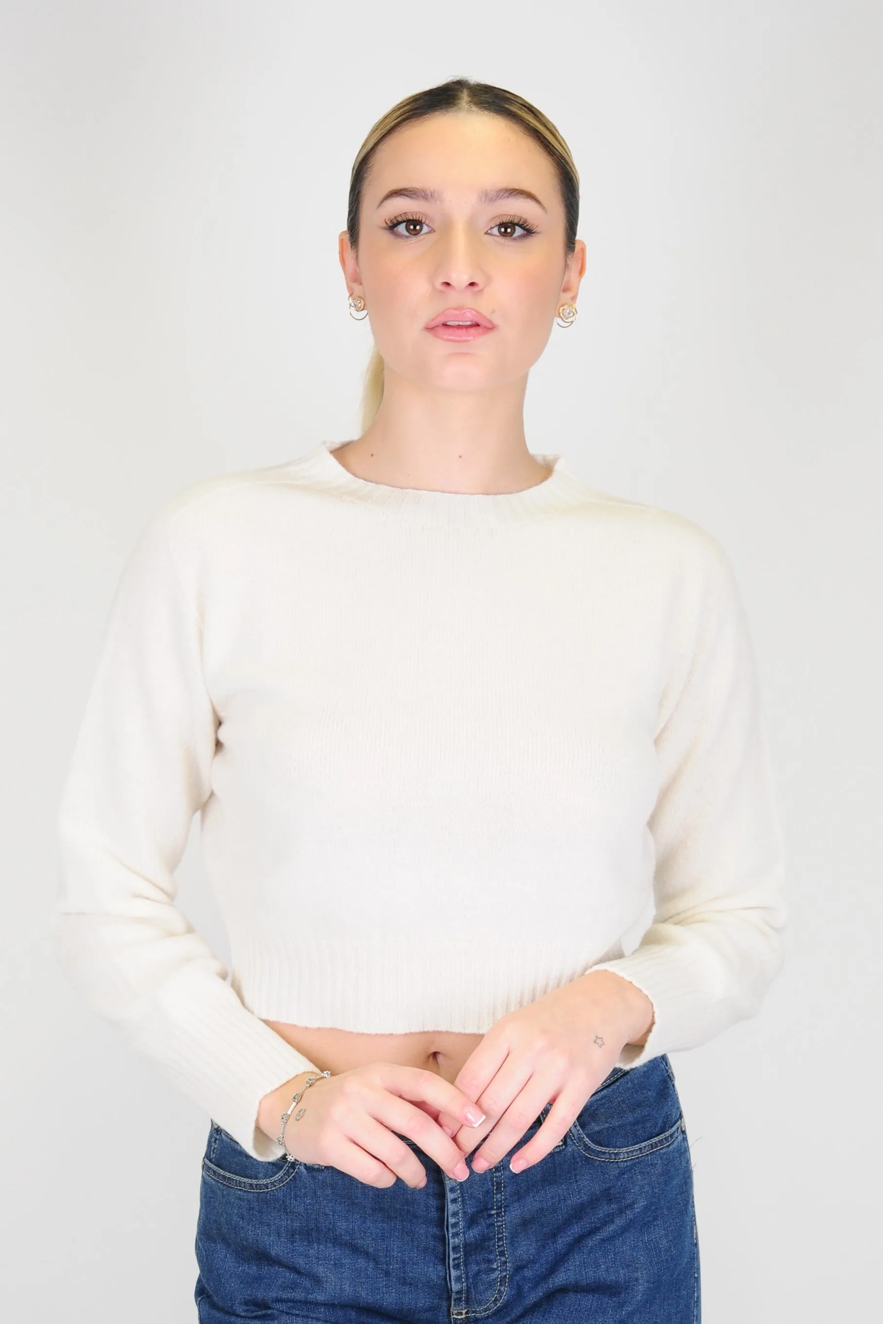 Tensione in - Maglia crop in misto cashmere