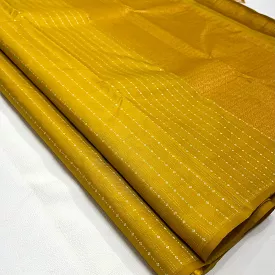  Vaira Oosi  Golden Yellow shade Kanjivaram Pure Silk Handloom Double warp self grand pallu and blouse -PDS001VO