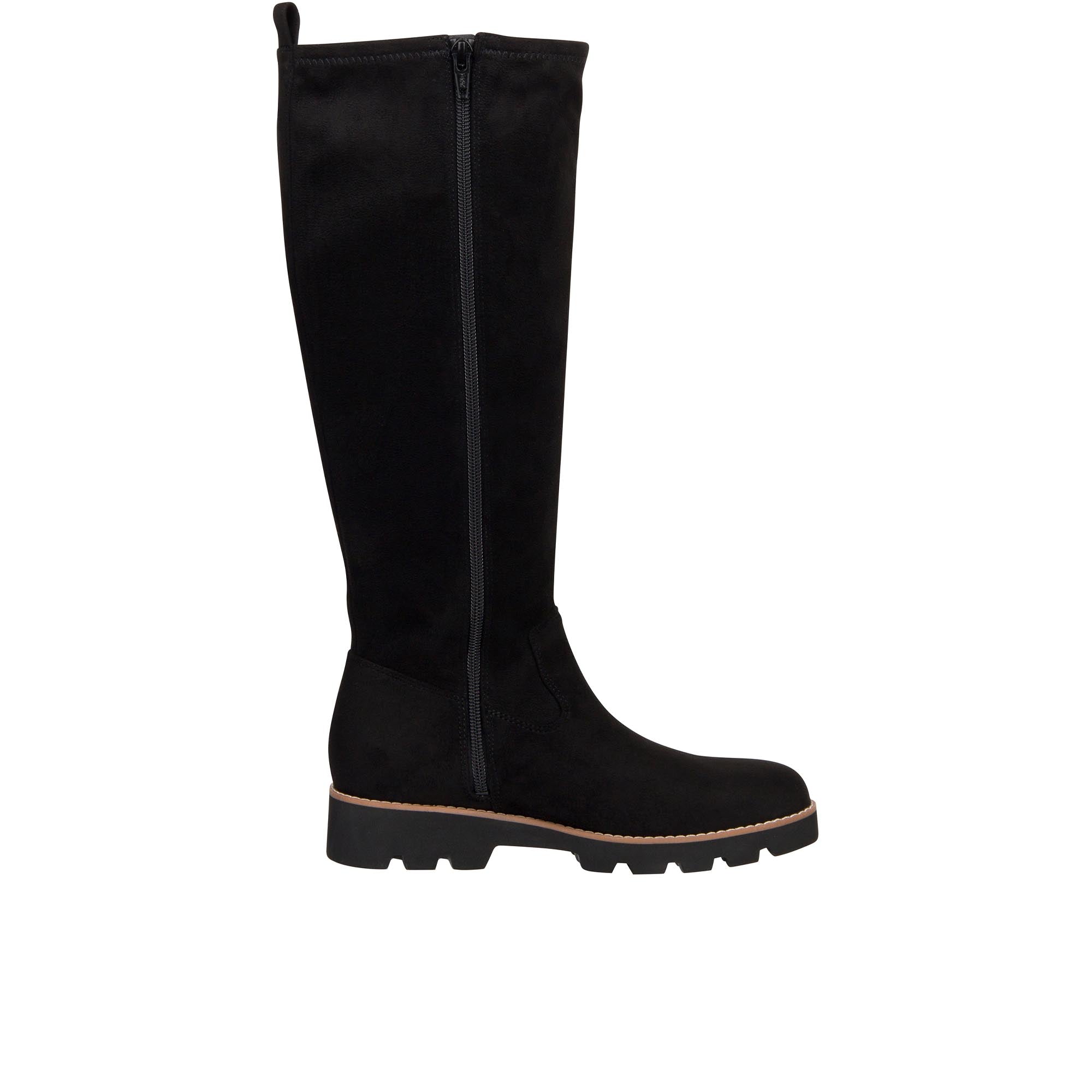 Vionic Womens Ashburn Tall Boot Black Stretch Microfiber