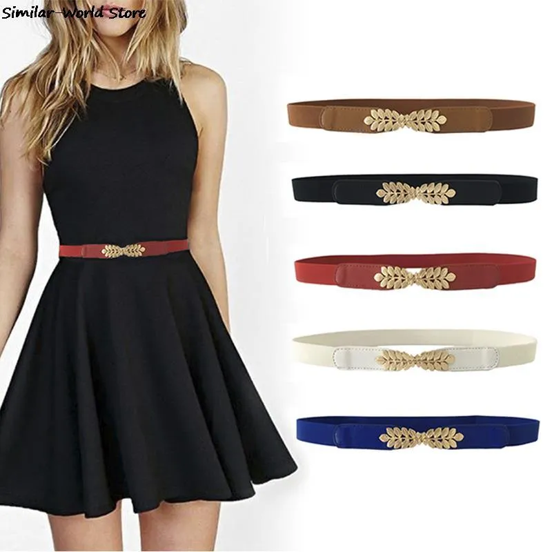 Waist Belt Narrow Stretch Dress Belt Thin Buckle Waistband