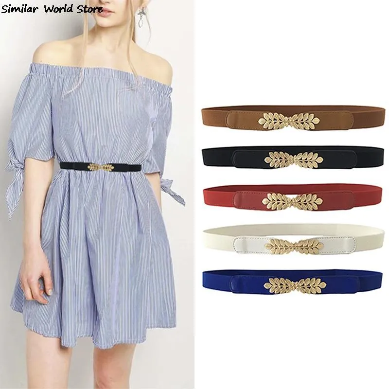 Waist Belt Narrow Stretch Dress Belt Thin Buckle Waistband