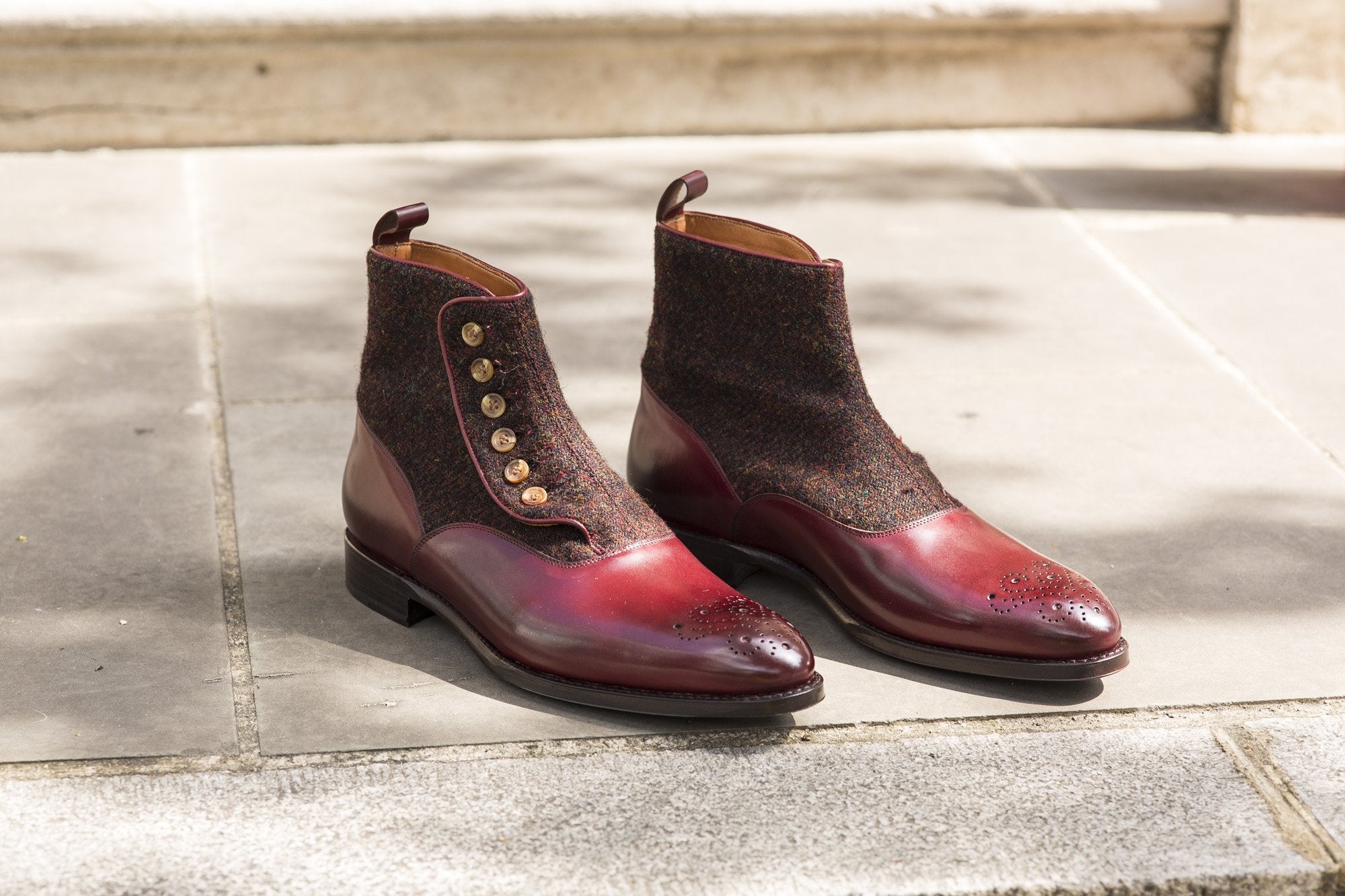 Westlake - MTO - Burgundy Calf / Burgundy Medley Tweed - NGT Last - Single Leather Sole