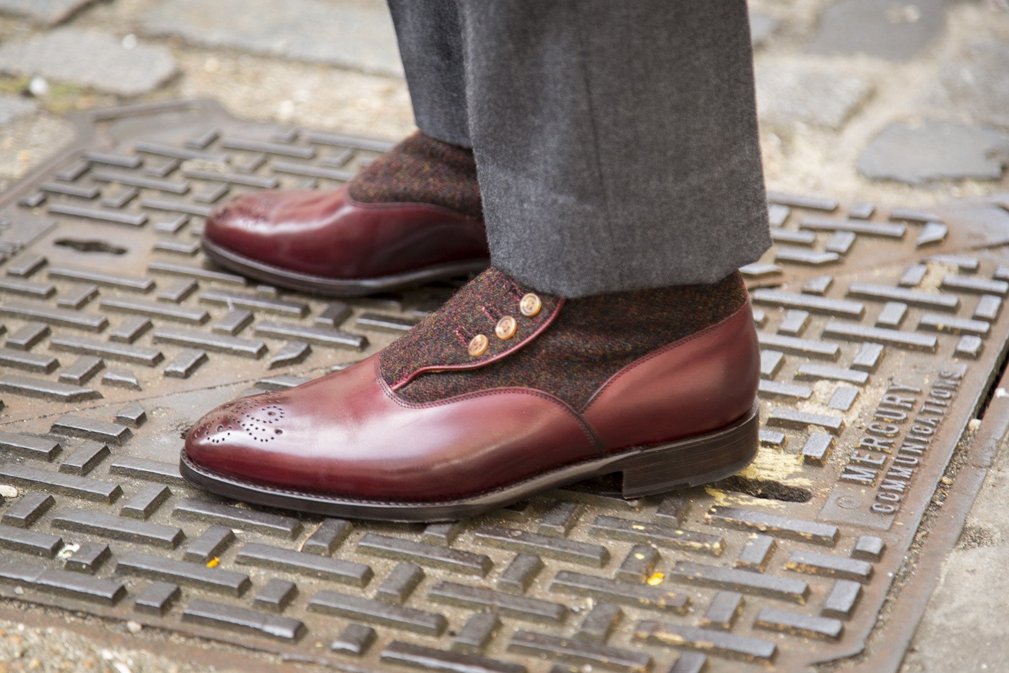 Westlake - MTO - Burgundy Calf / Burgundy Medley Tweed - NGT Last - Single Leather Sole