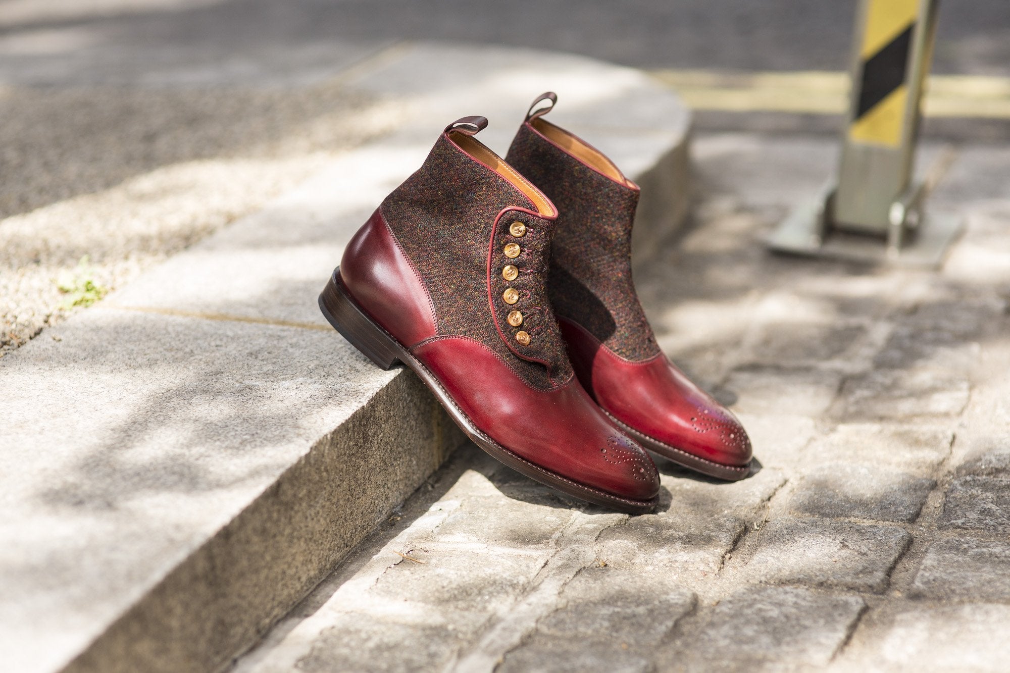 Westlake - MTO - Burgundy Calf / Burgundy Medley Tweed - NGT Last - Single Leather Sole