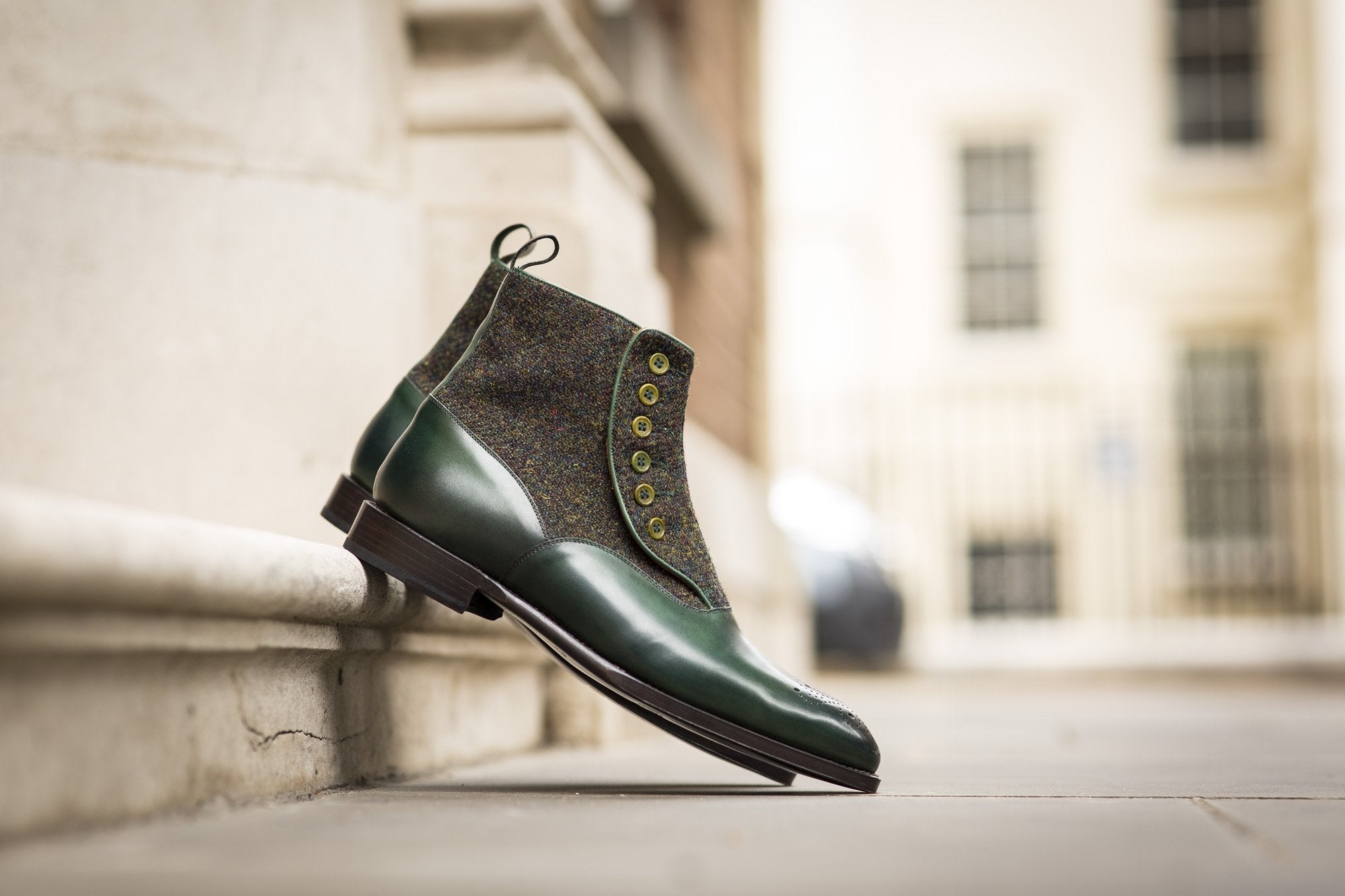 Westlake - MTO - Forest Green Calf / Moss Green Medley Tweed - NGT Last - Single Leather Sole