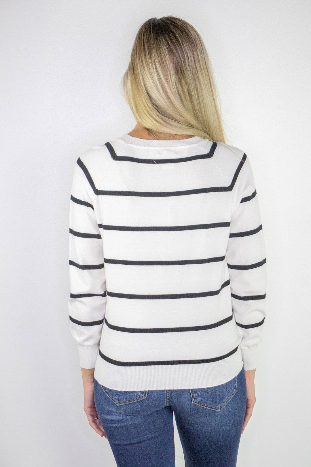 White and Black Stripe Sweater