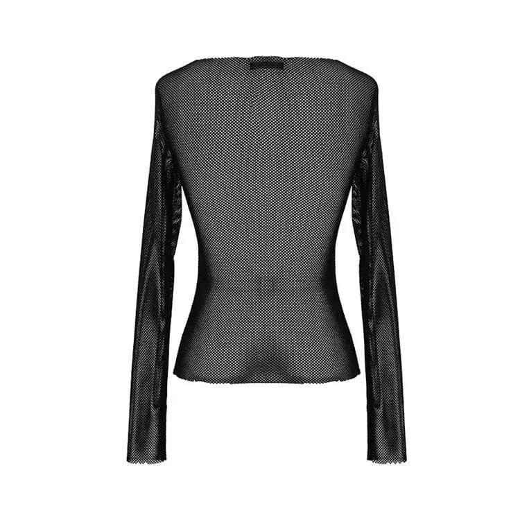 Women's Goth Skull Sheer Mesh Tops