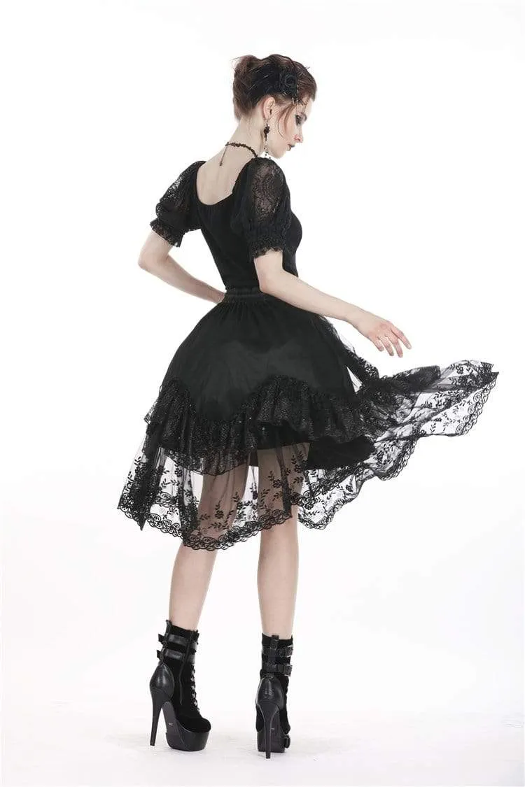 Women's Lolita Lacing Puff Short Sleeved Lace Tops