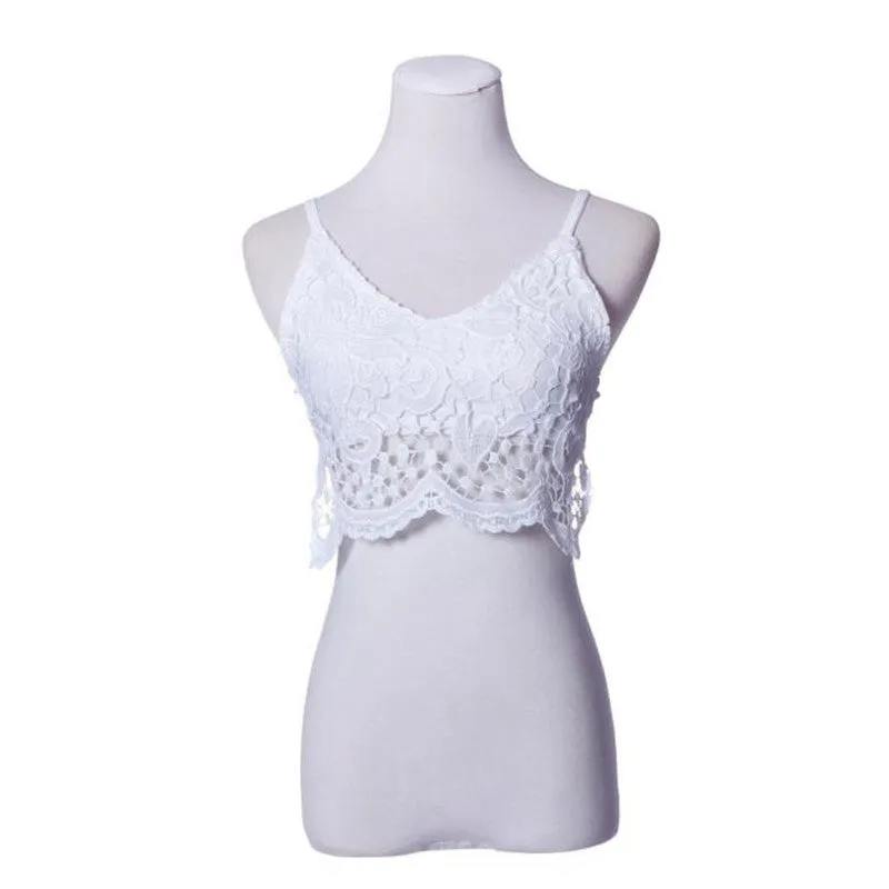 Women's Tank Top Sexy Lace tops Crochet Back Hollowout woman Sexy Vest Camisole White Base Tees