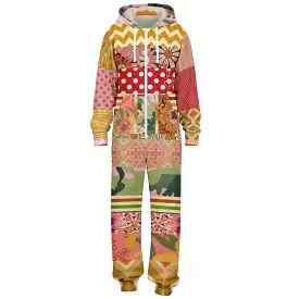 Yogananda Floral Patchwork Unisex Fleece Romper