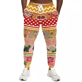 Yogananda Floral Stripe Patchwork Unisex Eco-Poly Joggers