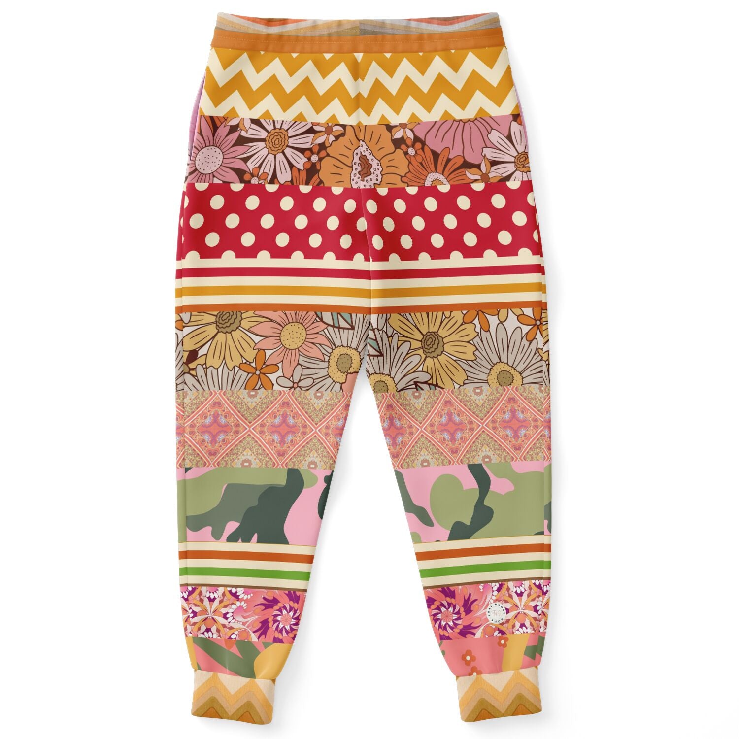 Yogananda Floral Stripe Patchwork Unisex Eco-Poly Joggers