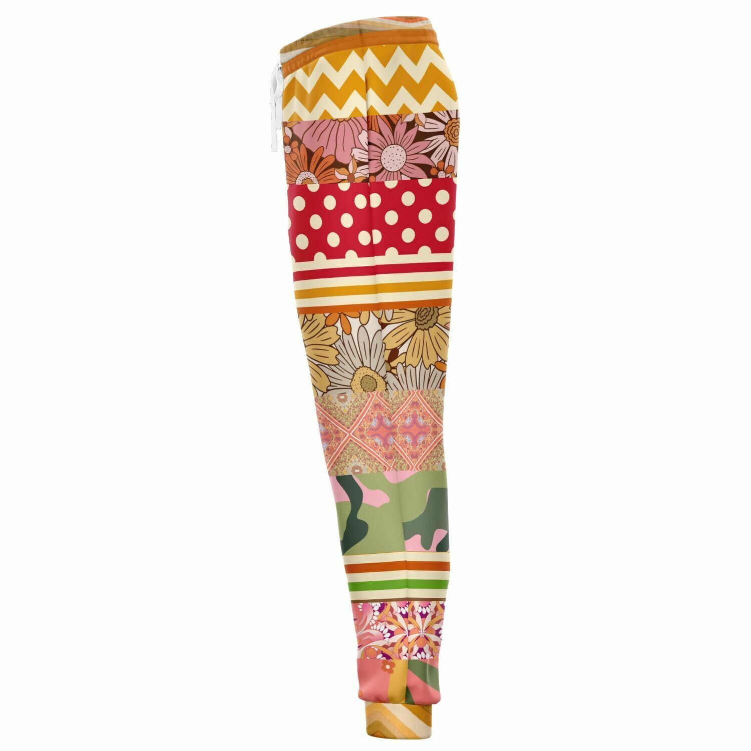 Yogananda Floral Stripe Patchwork Unisex Eco-Poly Joggers